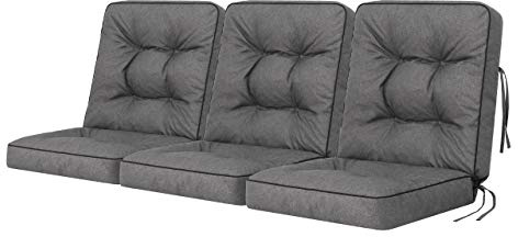 Bjird Bankauflage für Gartenmöbel, Gartenbank, Polsterauflage für Hollywoodschaukel, Auflagen für Gartenschaukelkissen, Sitzkissen, Stuhlauflage, Indoor/Outdoor - Grau - 180 cm (3 x 60 cm)