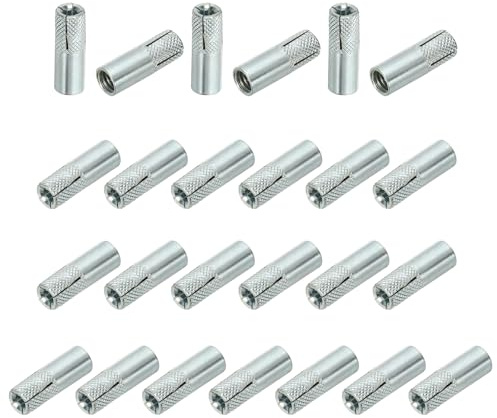 PATIKIL 25 Stück Interne Einschlaganker M8, Verzinkter Kohlenstoffstahl Gerändelte Einschlagdübel 10x30mm, Hohlraumdübel Metall Schlaganker für Gipskarton Beton Ziegel Trockenbau Wandbau