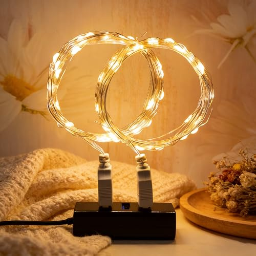 2 Stück LED Lichterkette, 30LED 3M / 10Ft USB lichterkette außen/innen Wasserdichte für Schlafzimmer, Hof, Hochzeit, Weihnachten, DIY etc (Warmweiß)