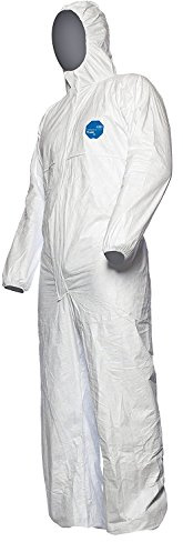 25 Stk. DuPont Tyvek 500 Xpert Chemikalienschutzkleidung mit Kapuze, KategorieII, Typ 5-B und 6-B Robust und Leicht Weiß Größe XXL