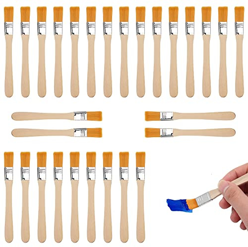 Pilikoll 30Stücke Kleine Pinselset Malerpinsel Set für Malerei Reinigung | Farbe Streichen Pinselset, Malerpinsel Mit Holzgriff , für Farben Beizen Lacke Kleber Heimwerken