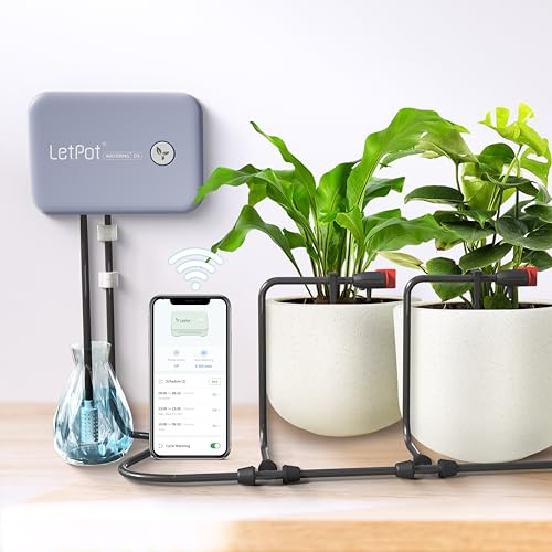 WLAN Automatische Bewässerungssystem Indoor – Smartes Tropfbewässerungssystem mit App-Steuerung, Bewässerungscomputer für 10 Zimmerpflanzen, Urlaubsbewässerung & Pflanzenbewässerung (Grau)