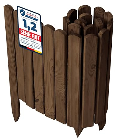 Garronda Beeteinfassung Holz Rasenkante Höhe: 40 cm Dunkelbraun GD-0148 | Imprägniert und flexibel formbar, als Rollzaun, Holzzaun, Palisade und Gartenzaun für Rabatten, Wege und Bereiche im Garten