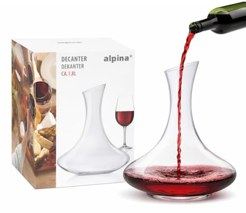 alpina Dekanter – Dekanter Rotwein – Weinkaraffe dickes Glas – Decanter Wein 1,78 Liter - Wein Karaffen - Dekantierer Rotwein - Karaffe Wein