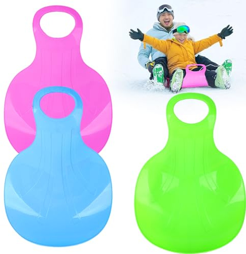 3 Stück Schneerutscher Kinder Schlitten Bob Poporutscher Erwachsene Und Kinder Snow Sledge Board Schneeteller Porutscher Mit Griff Schneerutscher Bob Winter Outdoor Sport (Mix 2)