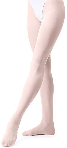 tanzdunsje Ballett Strumpfhose Kinder Tanzstrumpfhose mit Fuß für Mädchen und Damen,Ballettrosa S
