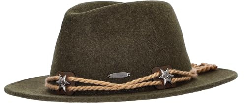 Steigenhöfer Original Herren Trachtenhut, Filzhut, Wanderhut Tiroler Art - Georg - Größenverstellbar - Mit Schweißband - 100% Schurwolle - Zum Förstern, Wandern & Oktoberfest - Grün - 56