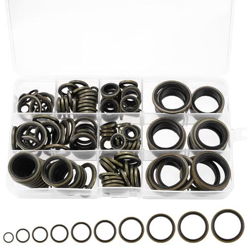 180 Stk Ölablassschraube Dichtung Set, Dichtungsringe Set, Ölablassschraube Dichtring, O Ring Sortiment, Ölschrauben Dichtungen Sets, Hydraulik Dichtringe mit Gummilippe, Bonded Seal Dichtring sets
