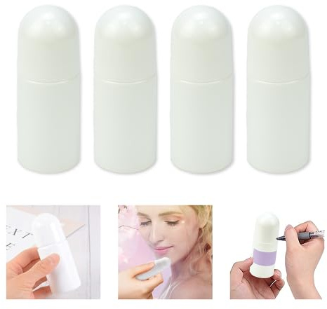 DTYGUIXE Roll-on Flasche 50ml Leer Nachfüllbare 4Stk Kunststoff Deo Roller | Perfekt für Ätherische Öle Parfüm und Hautpflegeprodukte, wiederverwendbare Deo-Flaschen mit wasserfester Aufkleber für reise