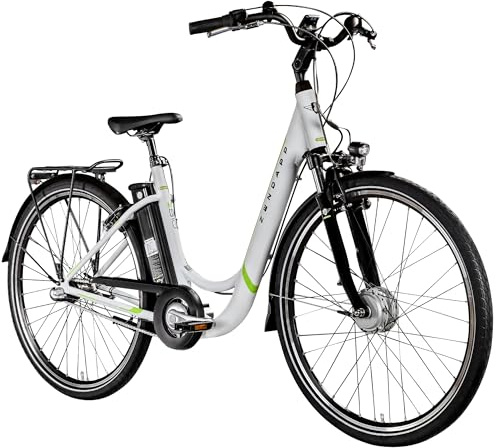 ZÜNDAPP E Damenrad 700c E-Bike Pedelec Z510 Citybike Elektrofahrrad 28 Fahrrad (weiß/grün, 48 cm)