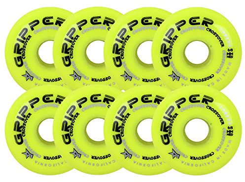 Labeda Rollhockey-Rollen Gripper Crossover Medium 80A Gelb 68 mm – 8er-Set