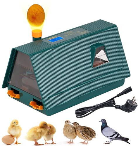 Automatisch Eier-Inkubator mit Eierwender & Feuchtigkeitskontrolle, Automatische Wasserzugabe, Integrierter Eier-Kandler, Brutgerät für Hühner-, Enten-, Wachtel- & Vogeleier