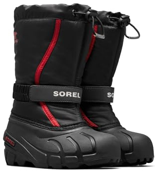 Sorel KIDS FLURRY Schneestiefel für Unisex Kinder, Schwarz (Black x Bright Red) - Youth, 36 EU