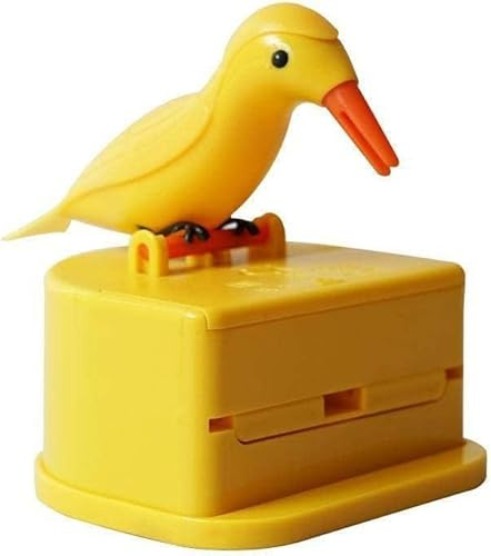 Zhhuoc Gelber Specht-Zahnstocherspender, Teleskop-Zahnstocherbox für Zuhause, Vogel-Zahnstocherspender, niedlicher kleiner Vogel, automatischer Zahnstocherhalter mit Zahnstocherbox, Küchendekoration