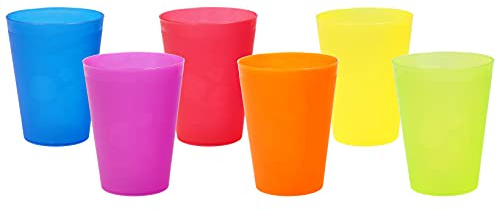 Gut & Günstig Trinkbecher Bunt | 6er Set Platsikbecher | 0,3 Liter | geeignet als Kunststoffbecher für Kinder