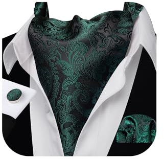Barry.Wang Herren-Krawatte aus Seide, Paisleymuster, gewebt, Einheitsgröße, für Hochzeit, formelle Anlässe, Grünes Paisleymuster
