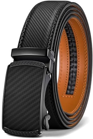 BULLIANT Gürtel Herren, Gürtel Ratsche Ledergürtel Automatikschließe für Herren Anzug Business Kleidung,Breit 35mm,Größe Angepasst(Schwarz-110cm/30-36 taille verstellbar)