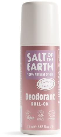 Salt of the Earth Natürlicher Deo Roller Lavendel & Vanille - 100% Natürliche Inhaltsstoffe - Wirksamer Schutz - Vegan & Tierversuchsfrei - Deo Roll On Damen Männer & Kinder - 75ml