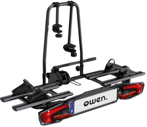 Owen Fahrradträger Anhängerkupplung für 2 Fahrräder & E-Bikes (60 kg) – Abklappbar, Abschließbar, 13-polig, TÜV-geprüft – Einfache Montage (Schwarz)