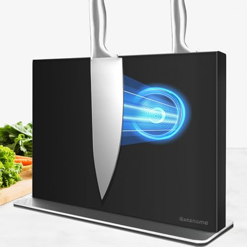 Rekehome Messerblock magnetischer ohne Messer, 30 cm Schwarz Messerhalter magnetisch aus 304 Edelstahl, beidseitig starker Magnet Knife Holder für eine aufgeräumte Küche