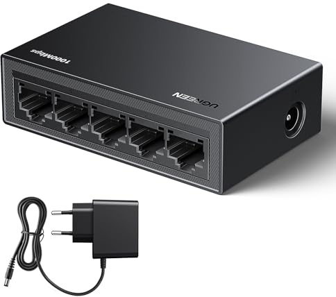 UGREEN LAN Switch 5-Port Netzwerk Switch Gigabit Switch automatische Geschwindigkeit von 10/100/1000Mbps, Duplexanpassung, Plug-und-Play, Ethernet Switch für TV/Laptop/Switch/Router/Monitor