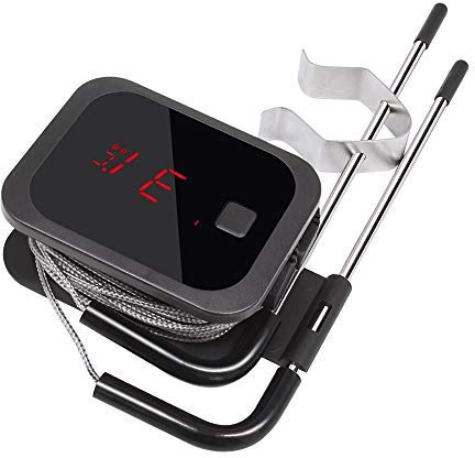 Inkbird Bratenthermometer IBT-2X, Lcd,Led, Bluetooth 4.0 Grillthermometer Kochthermometer mit Temperaturalarm, Ofenthermometer Fleischthermometer mit 2 Edelstahl Sondes für Grill, Backen, Braten