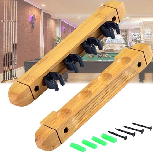 QSLKI 4 Löcher Billard Queue Halter Wandmontierter, Holds 4 Cues Billard Billardqueue-Rack, Pool Wall Mounted Rack Für Spielzimmer Poolbars Clubs Billardspielerausrüstungs-Organizer