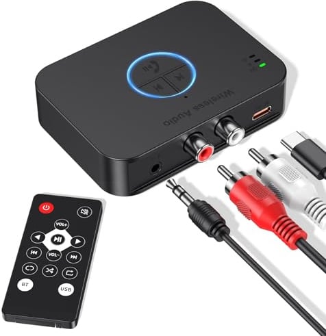 Tkimat Bluetooth 6.0 Adapter Stereoanlage, Bluetooth Empfänger mit Aux 3.5 mm RCA Klinke, Bluetooth Aux Adapter, HiFi Bluetooth Receiver mit 3D Surround für TV Lautsprecher Projektoren