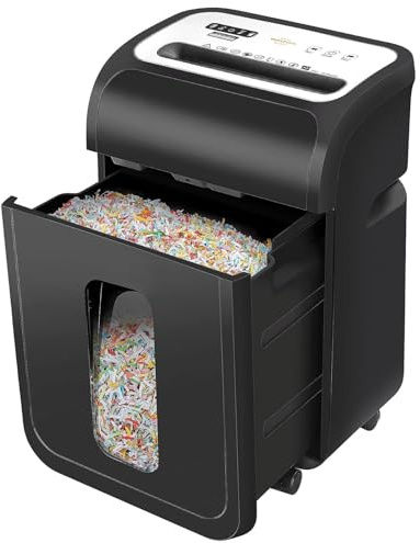 VidaTeco Aktenvernichter 15 Blatt Kreuzschnitt P-4 20L 60min-58dB für Büro | Leiser Betrieb und lange Betriebsdauer,Papierschredder mit zerkleinert Kreditkarten und CDs ideal für das Homeoffice
