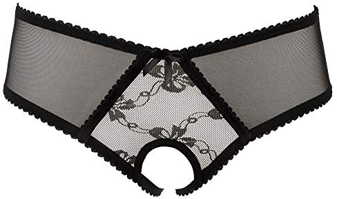 Orion Ouvert Slip - verführerische Panty für Frauen, mit offenem Schritt, Spitzen-Details, erotische Reizwäsche, schwarz