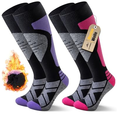 Niorasen Merino Skisocken Herren Damen, Thermo Snowboard Socken, 2/3 Paar | Warme Skistrümpfe mit Weich Polsterung, Merinowolle Thermosocken für Skifahren, Snowboarden, Jagen, Wandern, Wintersport