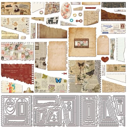 GLOBLELAND Stanzformen Für Haftnotizen Mit Abgerissenen Kanten Metall Büroklammer Etiketten Stanzungen Rahmen Hintergrund Stanz Und Prägevorlagen Für Scrapbooking Basteln Papierkarten