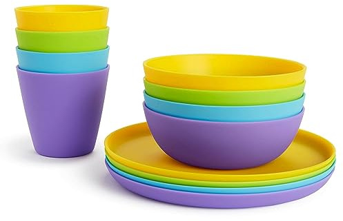 Munchkin 12 Pack Kleinkind Speiseset | Tassen Schüsseln Teller | BPA-Frei