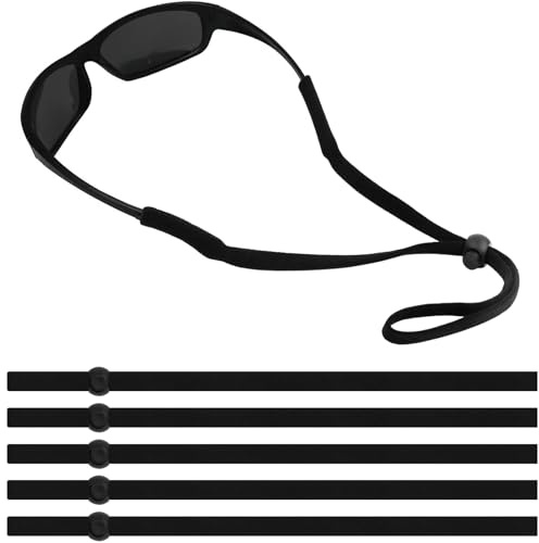 Qufiiry Brillenband, 5 Stück Verstellbare Brillenkette, Sport Brillenkordel, Brillenkette Schwarz, Rutschfest Brillenschnur, Sportbrillenband mit guter Schweißabsorption für Männer und Frauen Sport