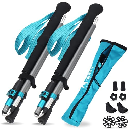 Alpteq® Wanderstöcke faltbar Carbon Zicral Hybrid | Bergsport Trekkingstöcke | Nordic Walking Stöcke Damen & Herren | extra leicht und Teleskop variabel (Carbon Zicral 110-130 cm | Blue Teal)