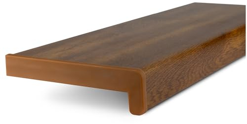 TJ Fensterbank Innen Kunststoff Eiche Gold Optik / 10 x 50 cm Fensterbank inkl. Seitenabschluss/PVC Fensterbank nach Maß/Fensterbank Innen kratzfest und feuchtigkeitsundurchlässig
