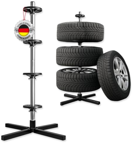 Walter Felgenbaum Reifenständer für PKW Reifen, max. Gewicht 100 kg | Stabiler Felgenhalter, geeignet für Autoreifen bis zu 225 mm Reifenbreite, felgenschonende Auflagefläche