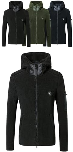 Covalliero - Damen Hoodyjacke | Zipper Hoodie aus Teddy-Fleece | Kapuzenjacke mit 2-Wege-Reißverschluss | Übergangsjacke mit 3 Taschen | Reitjacke in Black | Reitbekleidung in Größe M