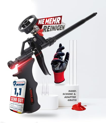 Novolari PU Schaumpistole mit selbstschließendem Ventil & langlebiger Kupferspitze – präzise Ergebnisse ohne Reinigungsaufwand - Bauschaumpistole für maximale Haltbarkeit - Foam Gun