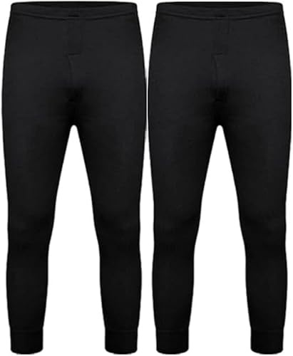 Bonjour Thermo - (2er-Pack) Herren Thermo Warme Hosen Long Johns Unterwäsche Wärme-Grundlage - S M L XL XXL Thermokleidung, Schwarz , XL