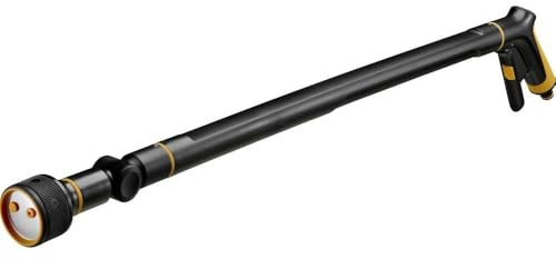 Fiskars Gießstab mit 3 Funktionen, Schwenkbarer SoftGrip-Düsenkopf, Durchflusskontrolle mit Frontregler, Universalgröße, Länge: 74 cm, 442 g, Schwarz/Orange, 1065488