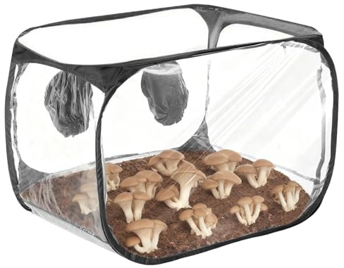 AXVRAV Stillluftbox für Pilze mit 2 Arm Ports, 90x60x60cm Pilze züchten Set, Kompakte Standluftbox Pilzzucht, Faltbares Pilzzuchtzelt Pilzzuchtset für Pilzliebhaber und Gartenbaubedarf