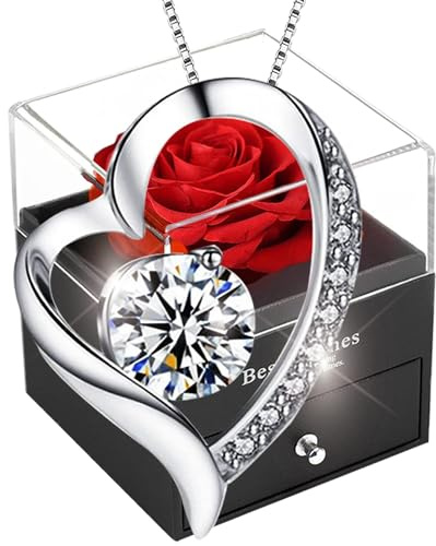 Rote Eternal Rose Damen,Infinity Rosen Echte,Haltbare Handgefertigte Rote Rose,Ewige Konservierte Blumen Frauen Geschenk Box Muttertag Valentinstag Hochzeitstag Weihnachten Großmutter Meiner Frau