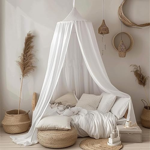 Ginkago Baldachin Kinderzimmer Baby Betthimmel Riesig Betthimmel Kinder Himmelbett Vorhänge Prinzessin Baldachin für Spiel Lesen Schlafzimmer Ankleidezimmer (Weiß)