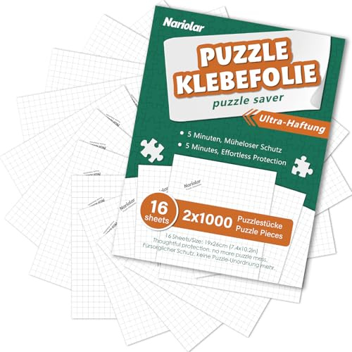 Nariolar Ultra-Haftung Puzzle Klebefolie, 16 Super Puzzlekleber zum Erhalt von 2 x 1000 Teile Puzzles und zum Schutz der Puzzles in nur wenigen Minuten