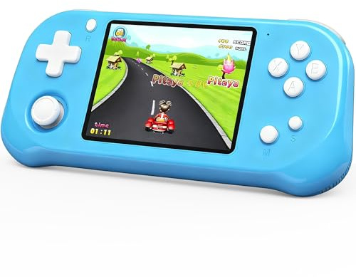 Handheld Spielkonsole 32 Bit mit 139 Spielen 3.5 Zoll IPS Bildschirm Blau | Tragbar,Retro Arcade Spielkonsole für Kinder,wiederaufladbar,6 Std. Spielzeit,Geburtstagsgeschenk für Jungen Mädchen