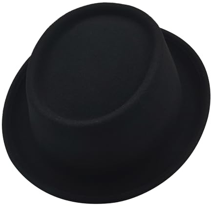 Pork pie Herren Hut Damen Fedora Filzhut 100% Wolle Schwarz Trilby Hut