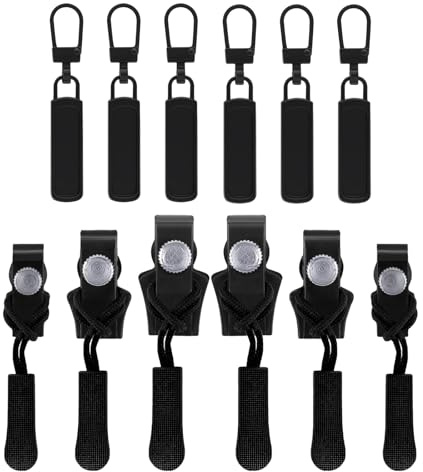 Glvomazty Abnehmbare Reißverschluss Zipper Reißverschluss Schieber Ersatz Reissverschluss Zipper Reparatur für Jacken, Rucksäcke, Koffer (Universal-Reißverschlusskopf 12PCS)