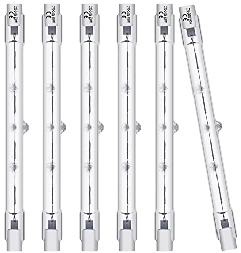 BROTOU 6er 230W 118mm R7S Halogen Leuchtmittel, Dimmbar Halogenstab, 220-240V 4480lm 2800K Warmweiß J-Typ für Arbeitsleuchten, Sicherheitsleuchten, Landschaftsleuchten,Stehleuchten