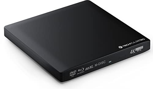 techPulse120 Externes UHD 4k 3D M-Disc BDXL USB 3.0 USB-C Laufwerk Blu-ray Brenner Burner Superdrive Slim BD DVD CD Ultra für Computer Notebook Ultrabook Windows Mac OS Apple iMAC Aluminium Schwarz